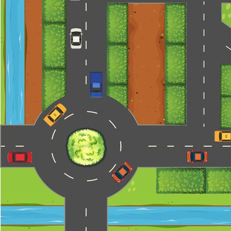 43084787 - top view of street and roundabout illustration